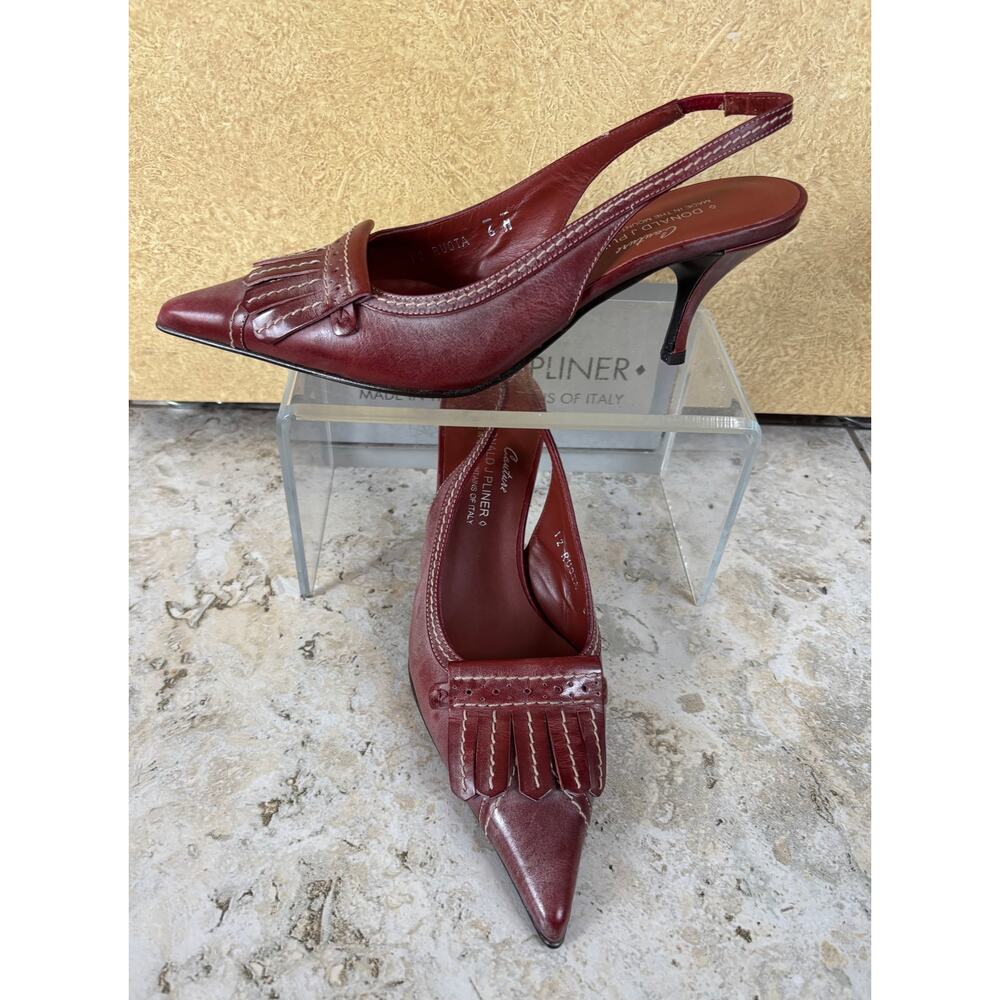 Donald Pliner Tomato Red Oil Skin Calf Leather Pump Shoe Slingback NWT $255 Sz 6